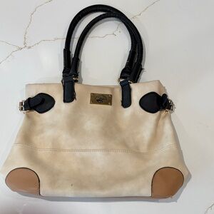 Beverly Hills Polo Club Cream and Tan Shoulder Bag